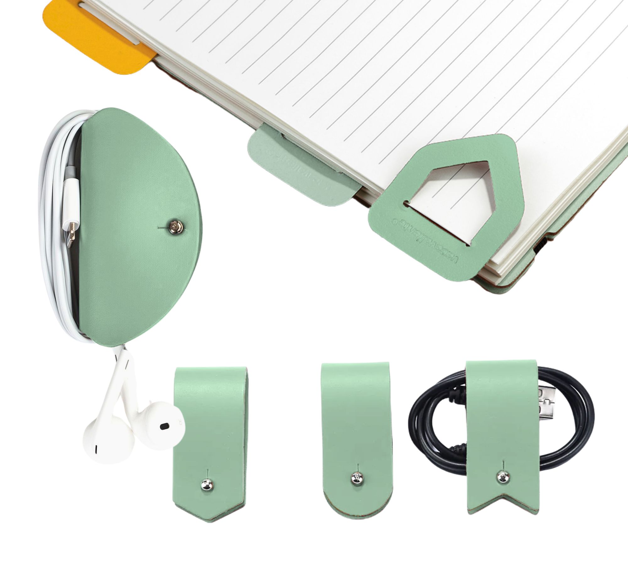 Home Office Essentials 100% Recyceltes Leder Minze